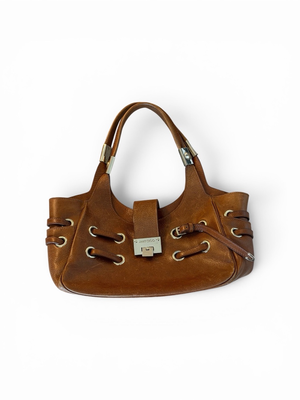 Jimmy Choo Authentic Ramona Handbag Brown Leather